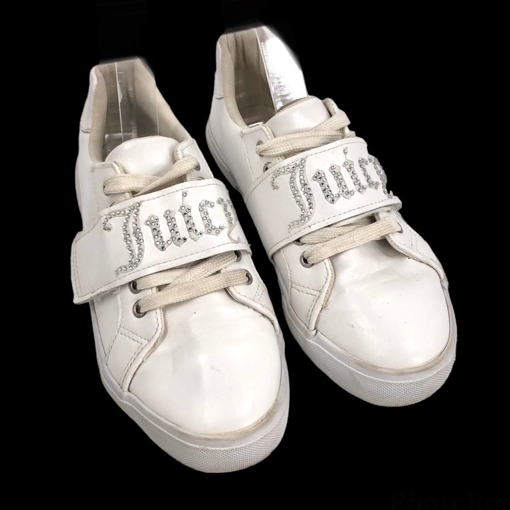 Juicy Couture Cartwheel Rhinestone Sneakers Sparkly Bling Logo White Size 7